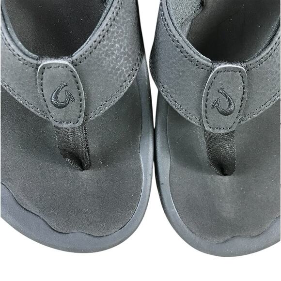 OluKai Ohana Flip-Flops Beach Sandal Men Sz 7 Black Water Resistant Resort Comfy main image 6